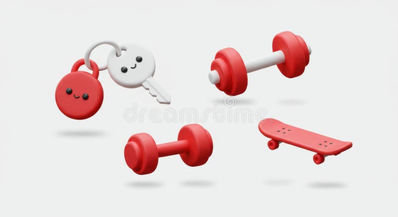 Cute 3D Rendered Objects vector illustration
