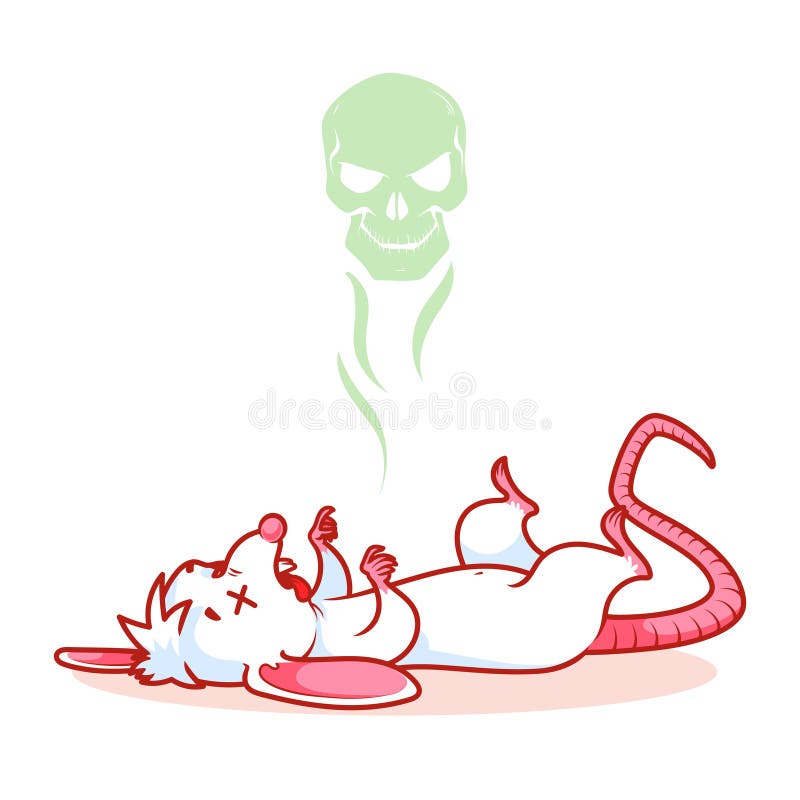 Cute Dead White Mouse. Poisoned Rodent. Stock Vector - Illustration of
