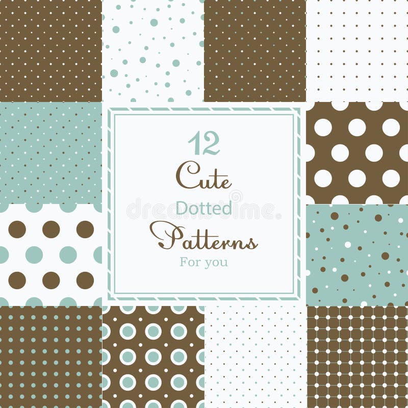 12 Cute different dotted vector seamless patterns (tiling).
