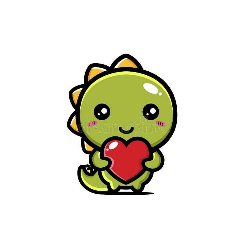 Cute Dinosaur Animal Cartoon Characters in Green with Hugging Love Stock  Vector - Illustration of dinosaur, born: 211998734