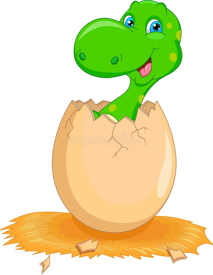 Cute dinosaur cartoon hatching. 