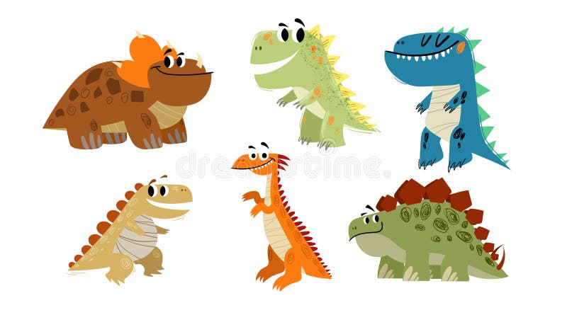 Cute Collection Dino Fossil Dinosaurs Baby kids Animal Cartoon Doodle Funny  Clipart 7036013 Vector Art at Vecteezy