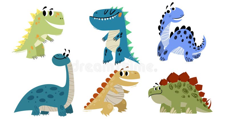 Cute Collection Dino Fossil Dinosaurs Baby kids Animal Cartoon Doodle Funny  Clipart 7036013 Vector Art at Vecteezy