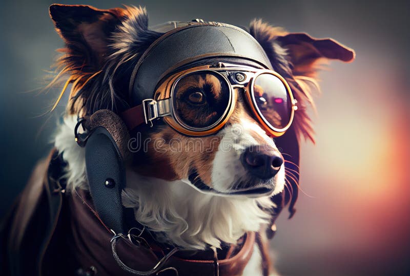 Cute dog in aviator suit stock illustration. Illustration of animal