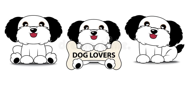 3 Cute Dog Cartoon Logo with Label Vector Illustration Stock Vector -  Illustration of design, shop: 71031637