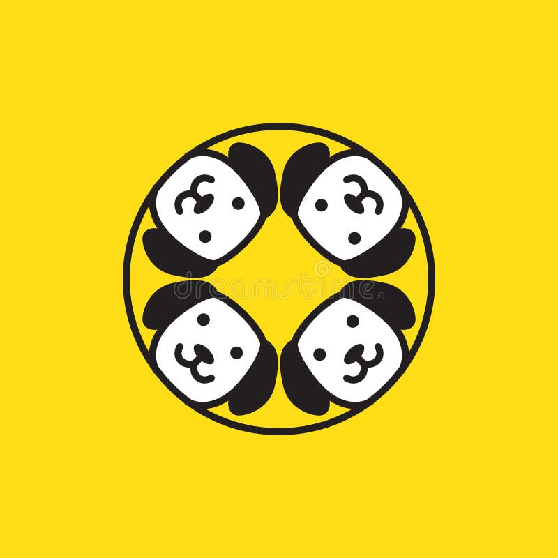 Cute dog cubs group cartoon logo design vector vector illustration