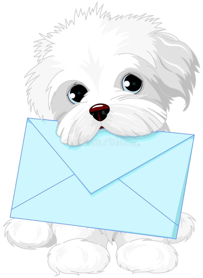 Cute Dog Delivering Mail Envelope royalty free illustration
