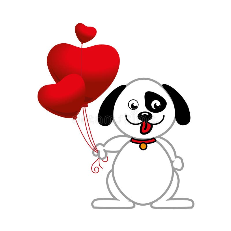 Cute Dog with Hearts Isolated Icon Stock Vector Illustration of