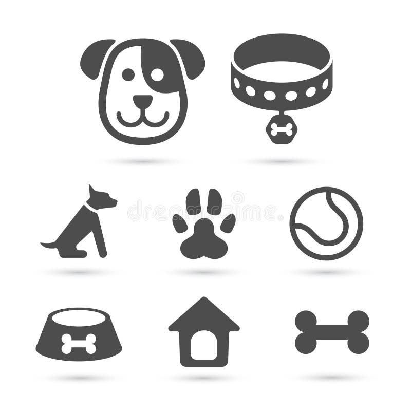 Cute Cat Icon Symbol Set on White. Vector Stock Vector