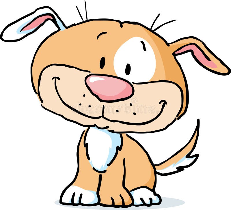 Cute Dog Puppy Sitting - Vector Cartoon Stock Vector - Illustration of ...