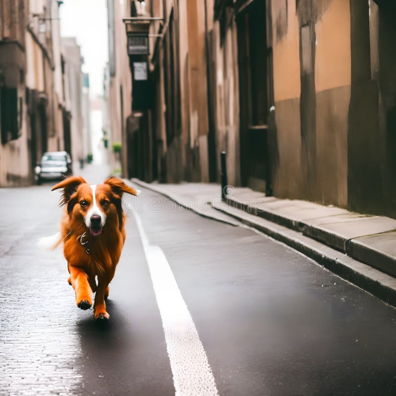 Cute Dog Roaming the Streets Stock Illustration Illustration of puppy