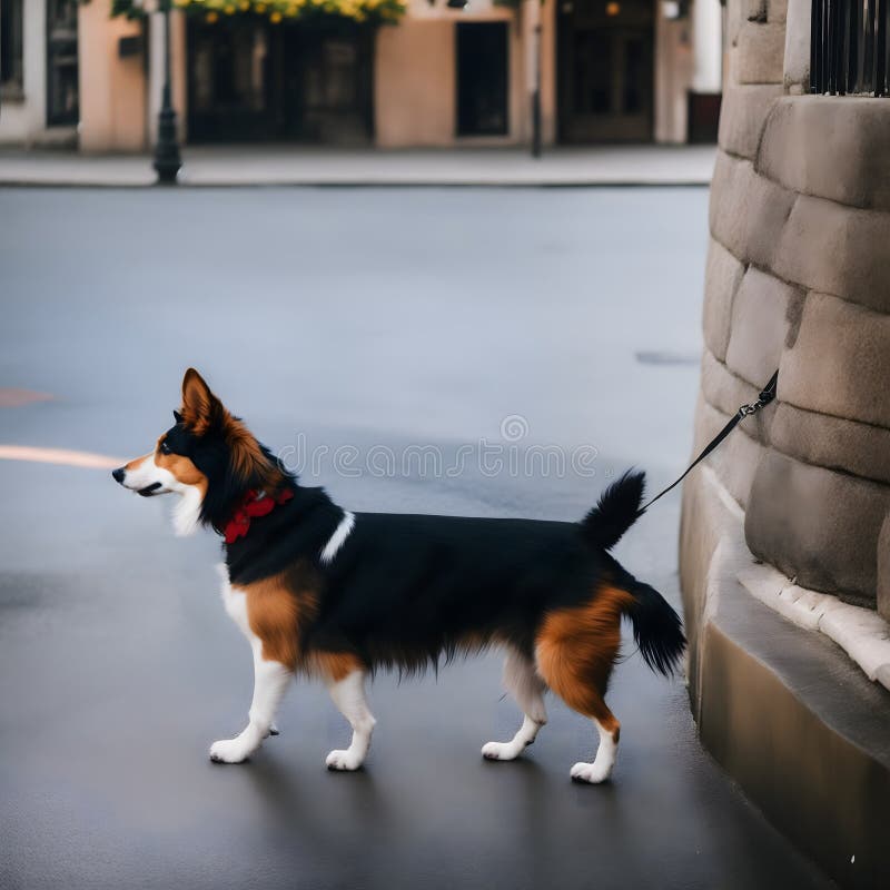 Cute Dog Roaming the Streets Stock Illustration Illustration of
