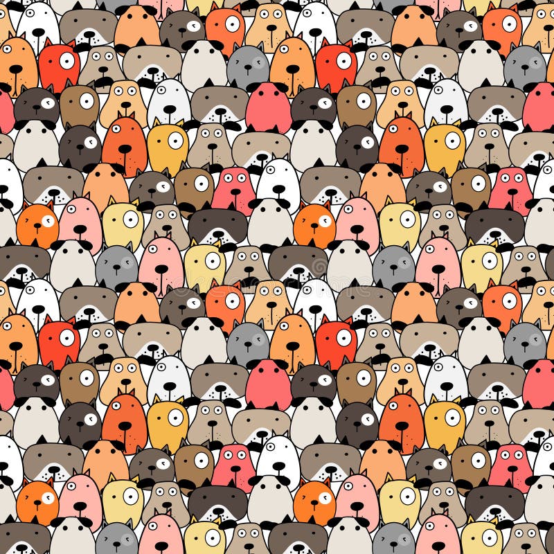 Cute Dog Seamless Pattern Background. Stock Vector Illustration of