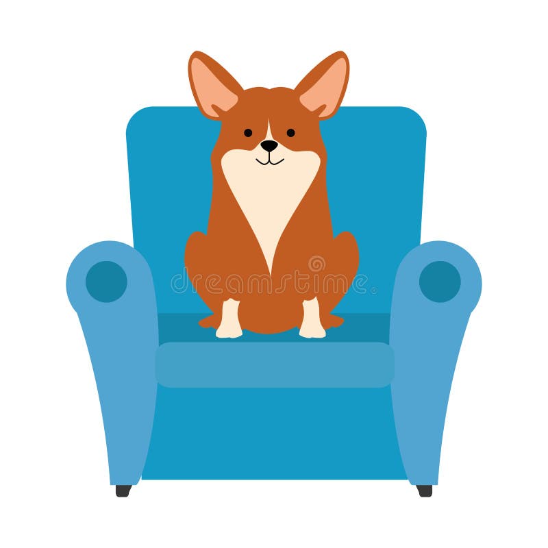 Cute dog in sofa character stock illustration. Illustration of couch