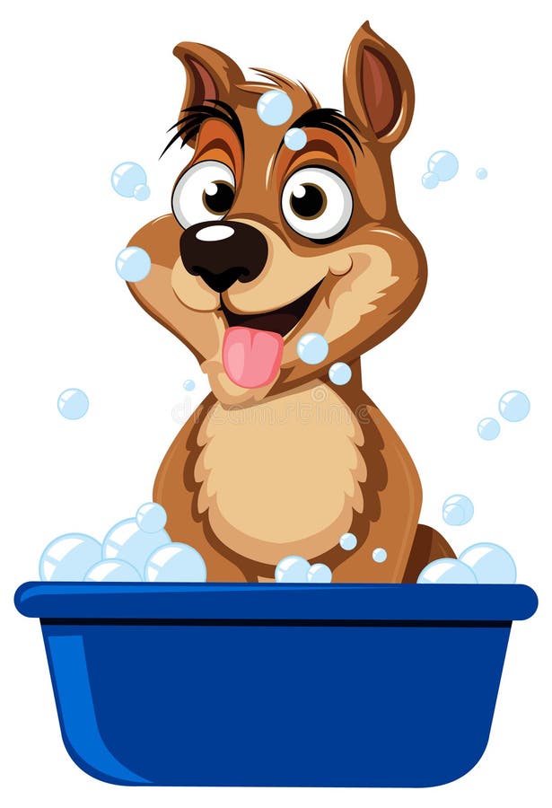 Girl Giving Dog Bath Clipart