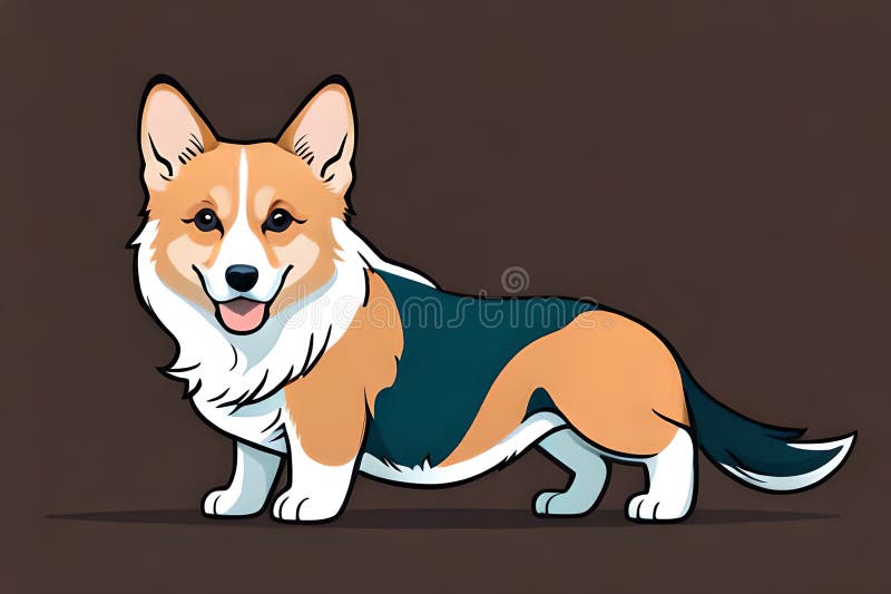 Cute Dog of Welsh Breed Stock Illustration Illustration of