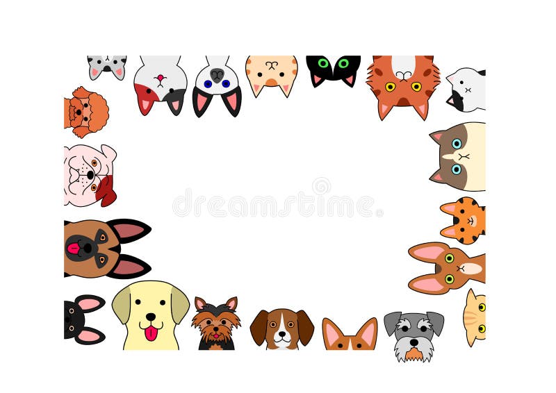 Cute Dogs and Cats Rectangle Frame Stock Vector Illustration of head, isolated 95479096