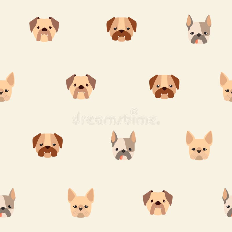 Cute dogs pattern, vector flat illustrations