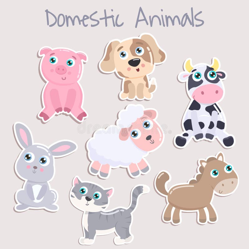 Cute domestic animals. stock illustration. Illustration of barn - 126639410