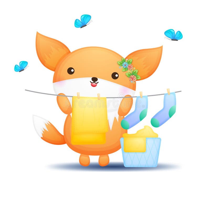 https://thumbs.dreamstime.com/b/cute-doodle-baby-fox-girl-drying-clothes-cartoon-character-premium-vector-215336926.jpg