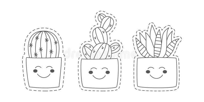Featured image of post Cute Succulent Drawing Black And White Vector set with succulents flowers concrete pots and glass terrariums
