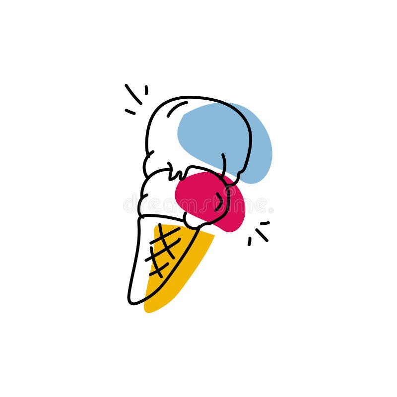 Cute doodle hand drawn gelato ice cream vector royalty free illustration