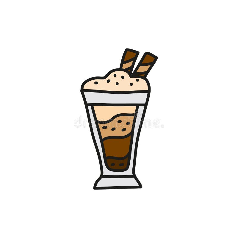 Cute Doodle Layered Coffee Drink or Milkshake. Stock Vector - Illustration of shop, vector: 242234871 Cute Doodle Layered Coffee Drink or Milkshake. Stock Vector - Illustration of shop, vector: 242234871
