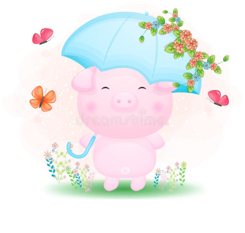 Premium Vector  Cute piggy illustration.