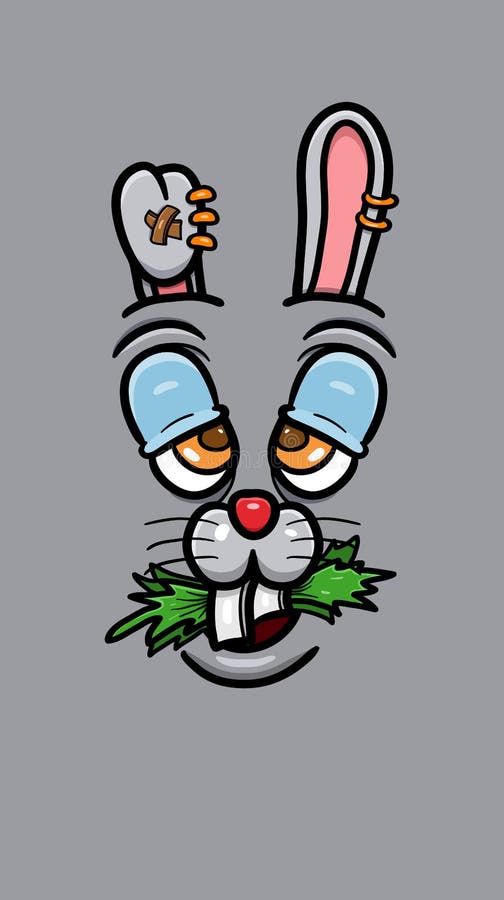Cute Doodle Rabbit Face with Doodle Expression Eat Marijuana. Vector Poster  Wallpaper Background Stock Vector - Illustration of spring, brown: 243331703