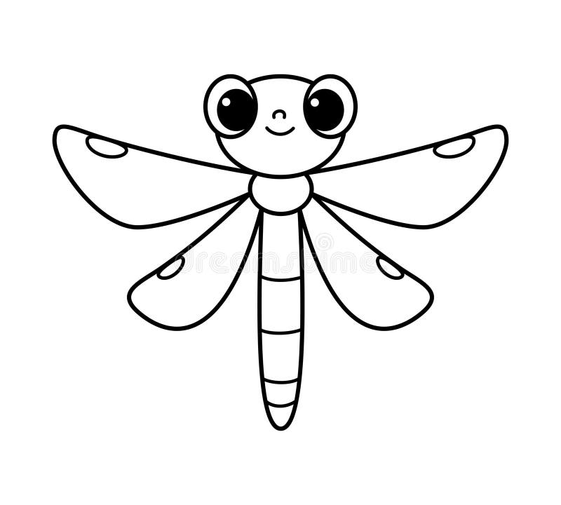 Cute Dragonfly Coloring Page Cartoon Vector Illustration Stock Vector