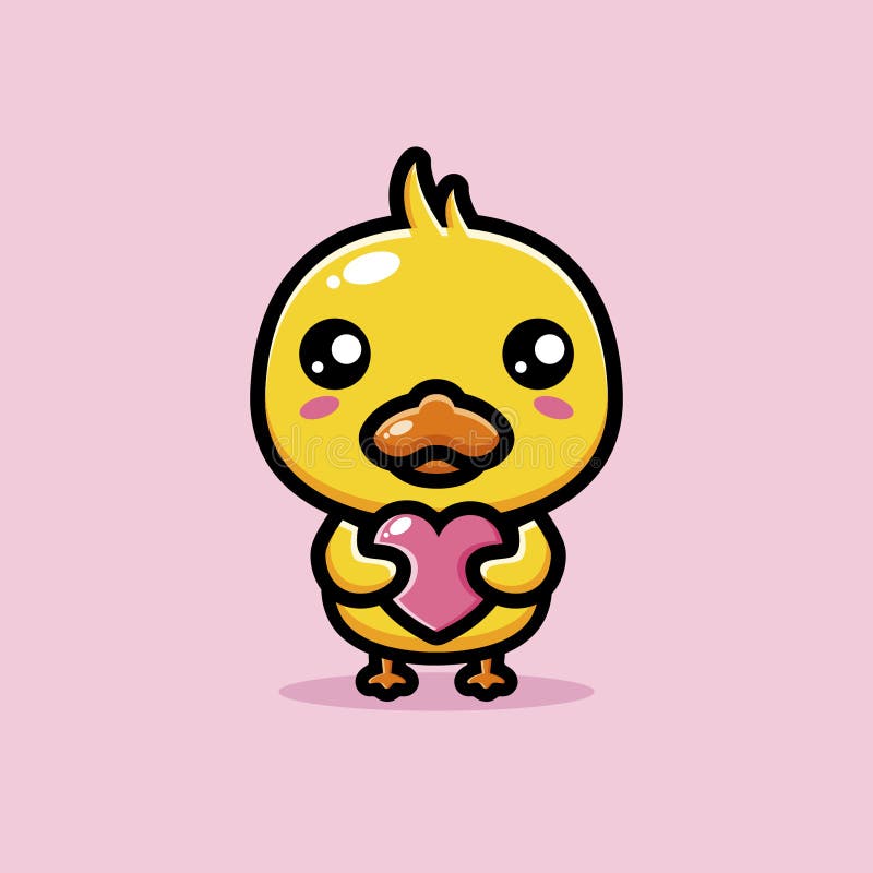 Cute Duck Animal Cartoon Character Hugging Heart Shaped Love Stock Vector -  Illustration of hugging, design: 212860463
