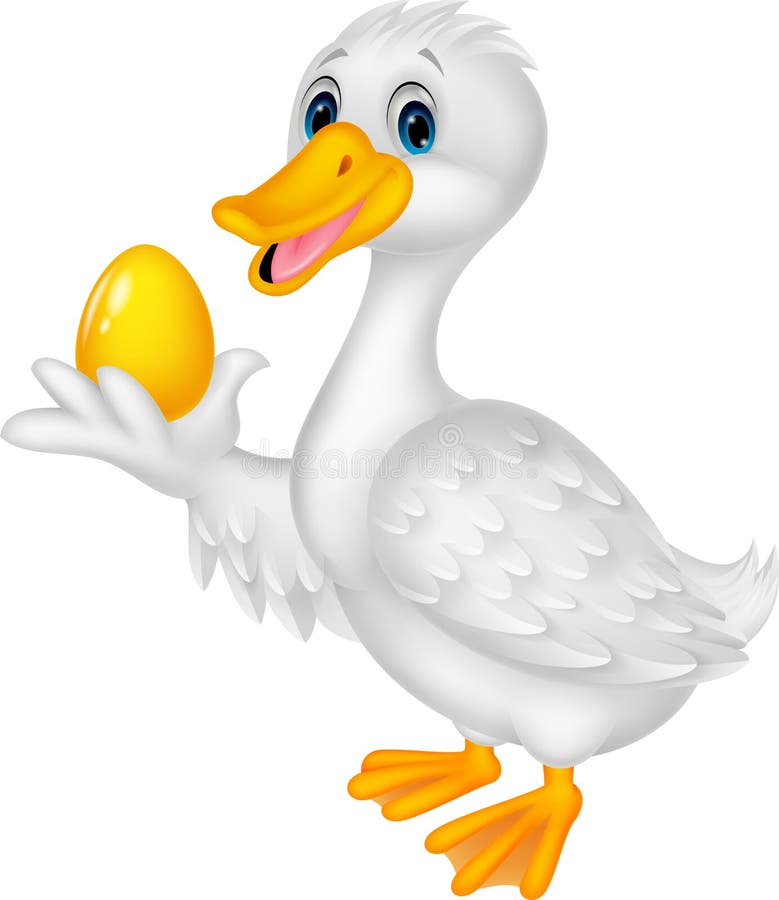 Cute Duck Holding Golden Egg Stock Vector - Illustration of business ...
