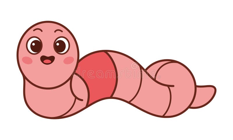 Earthworm Cartoon Character Icon Sigh. Worm with Face Expression Smilling  Stock Vector - Illustration of earth, drawing: 160082281