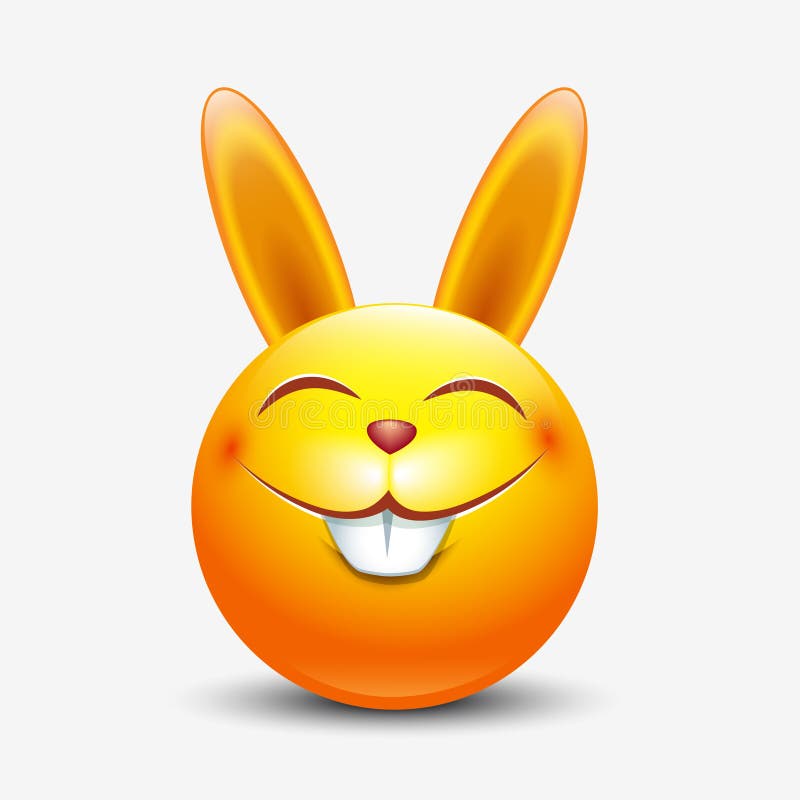 Cute Easter bunny emoticon, emoji - vector illustration.