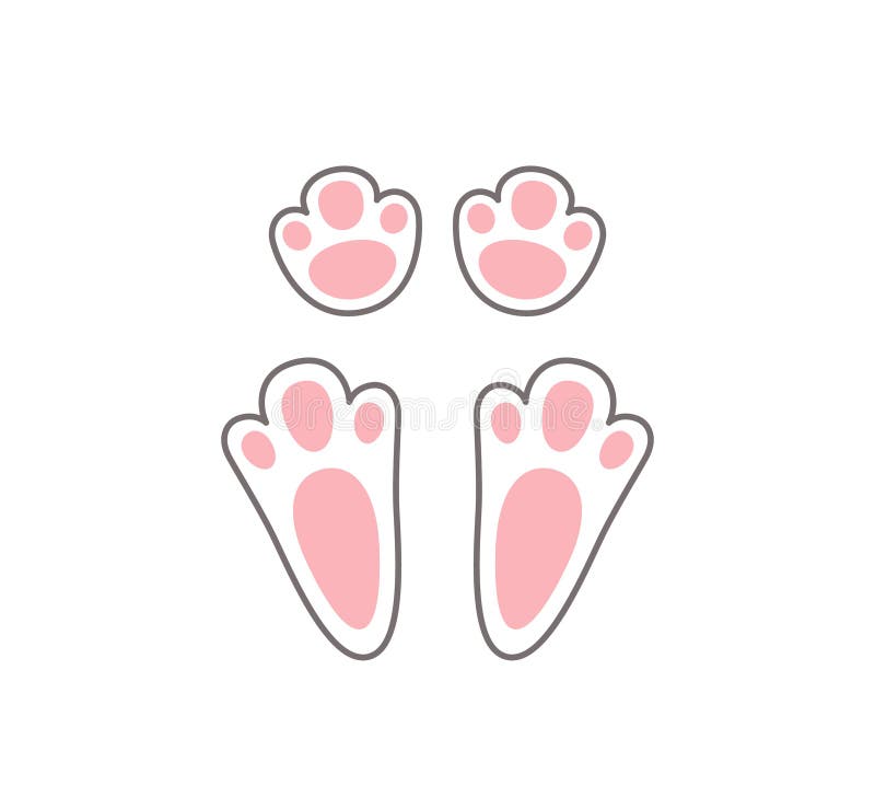 Cute easter bunny paw. Rabbit or hare footprint. Bunny foot prints on snow. Hare steps track. Vector illustration