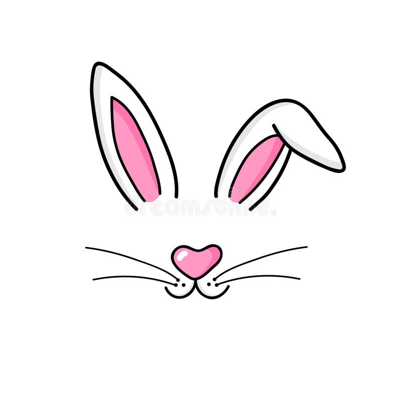 Easter Bunny Cute Vector Illustration Drawn by Hand. Bunny Face, Ears and  Tiny Muzzle with Whiskers Isolated on White Stock Vector - Illustration of  card, ears: 174064983