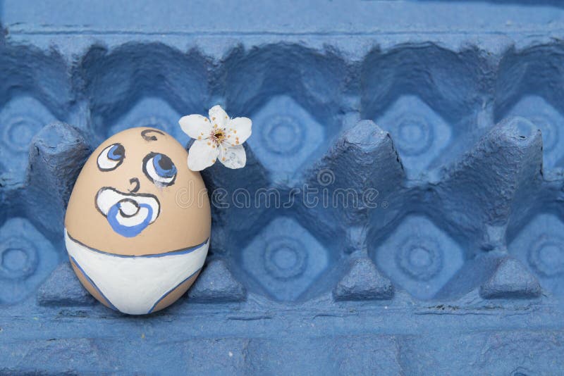 Cute Egg Baby Face in Pampers with Tear in Eye Stock Photo Image of