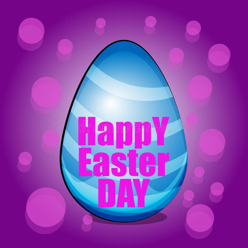 Cute Egg on Purple Background with Bubbles for Easter Stock Vector