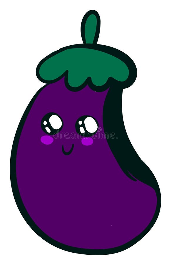 A Cute Eggplant Emoji Sleeping with Its Eyes Closed Vector Color