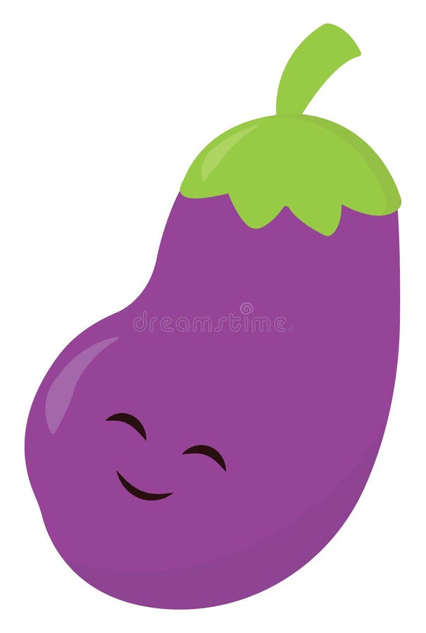 A Cute Eggplant Emoji Sleeping with Its Eyes Closed Vector Color