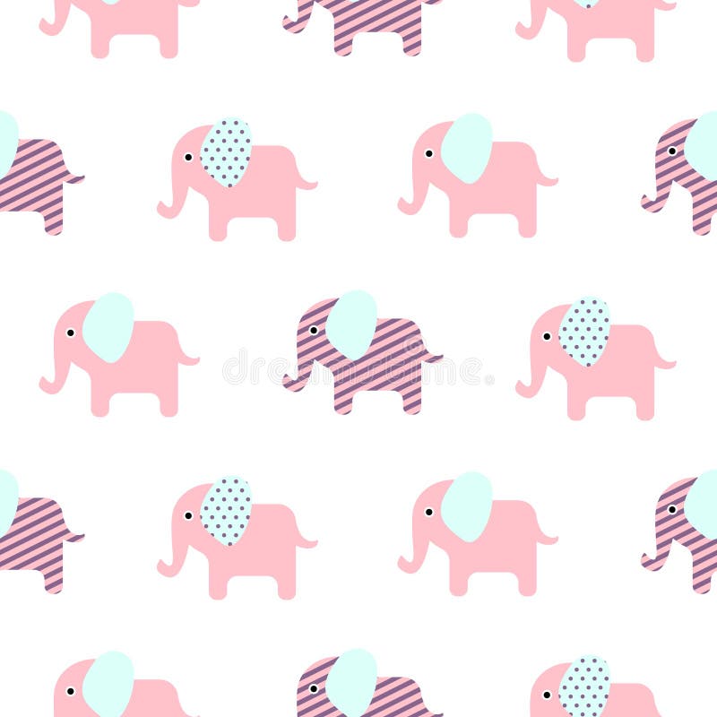 Seamless Cute Elephant Pattern Stock Vector - Illustration of infant ...