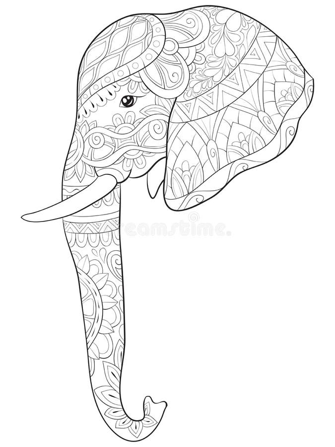 Adult Coloring Book,page a Cute Elephant Image for Relaxing Activity.Zen  Art Style Illustration for Print. Stock Vector - Illustration of flower,  outline: 131265378