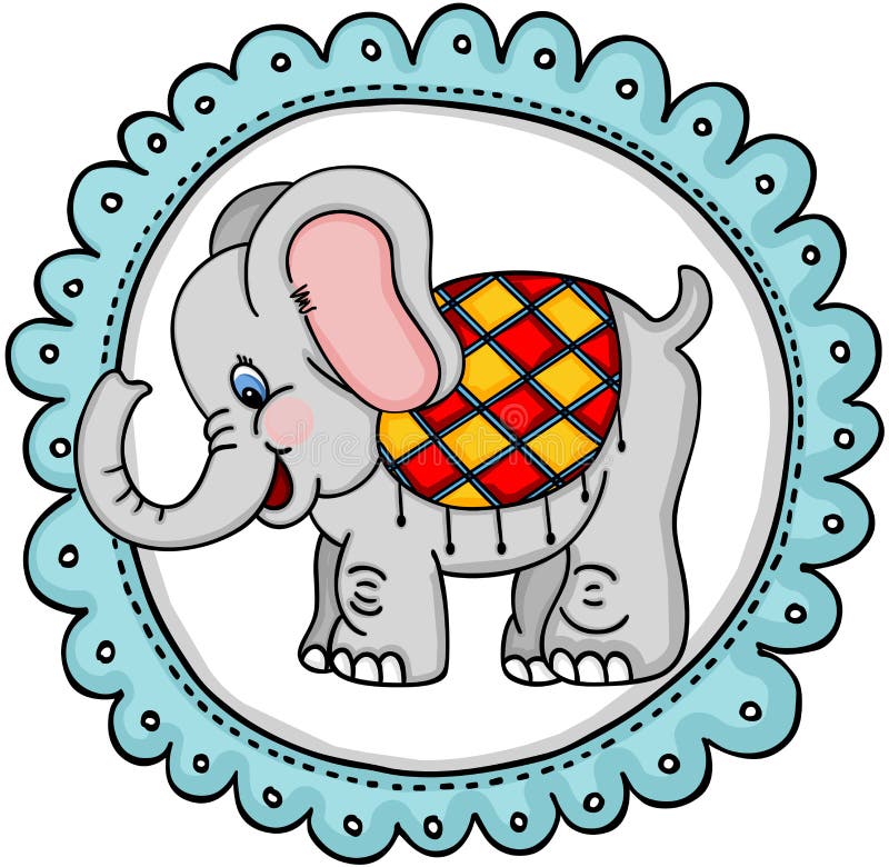 Cute Elephant Sticker Label Stock Vector Illustration of doodle