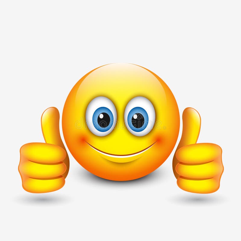 Cute Emoticon With Thumbs  Up  Emoji  Illustration Stock 