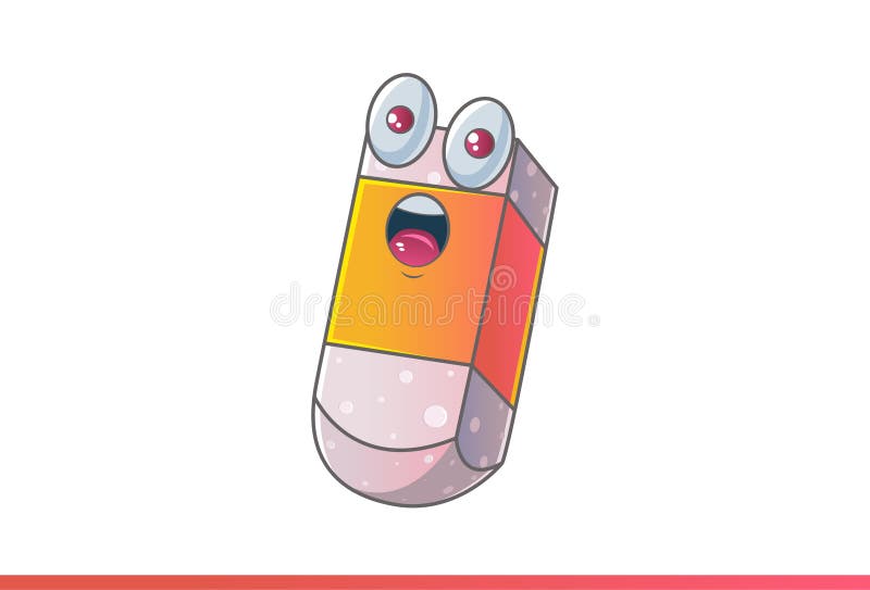Cute Eraser emoji Shocked. stock illustration. Illustration of angry
