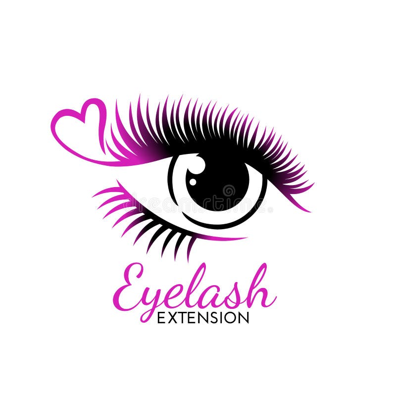 Cute Eyelash extension logo isolated on white. 