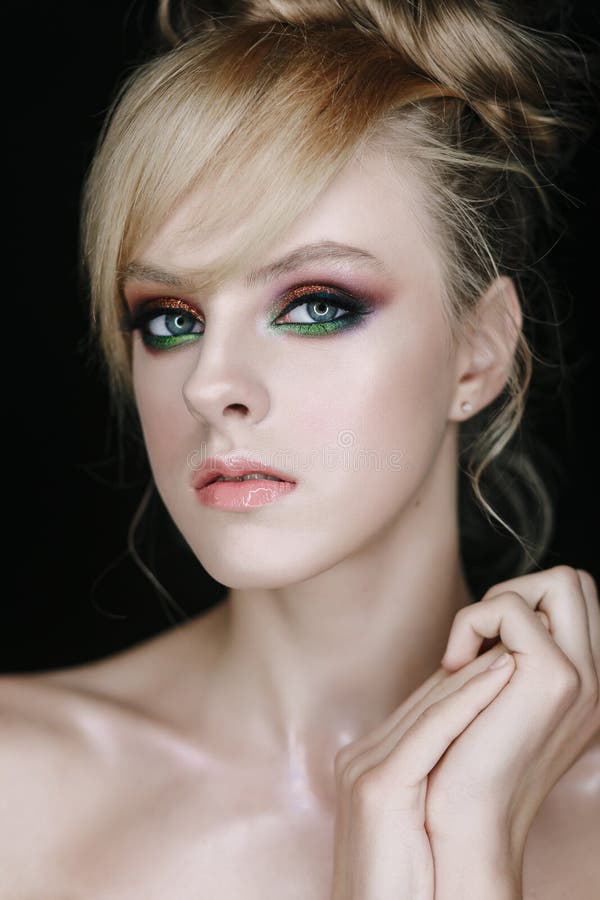 Cute Face Model with Face Make-up Closeup Photo Stock Image - Image of ...