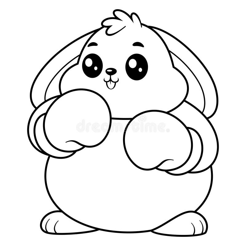 Cute Fett Bunny wird zu einem Boxer zum Färben vektor abbildung