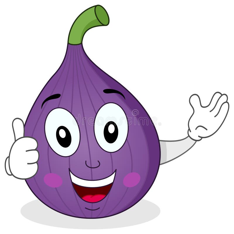 Cute Fig Fruit Character with Thumbs Up