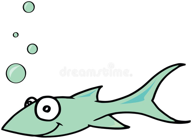 Cute Fish Blowing Bubbles Illustration Vector